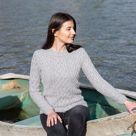 SAOL Grey Women Aran Tunic Sweater Women Sizes70% Acrylic/30% Wool $90 NWT - Picture 6 of 6